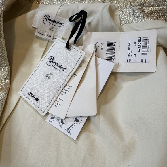 Bonpoint Jacket Womens XS Gold Floride2Y Metallic Blazer Couture Romania - Picture 11 of 11